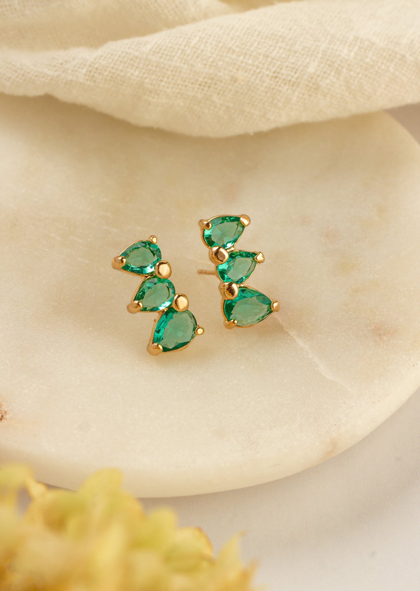 Emerald Trio Earrings